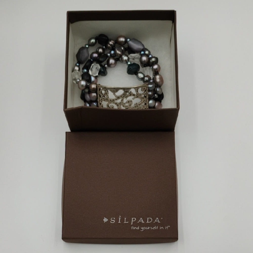 Silpada Four Strand Beaded Stretch Bracelet